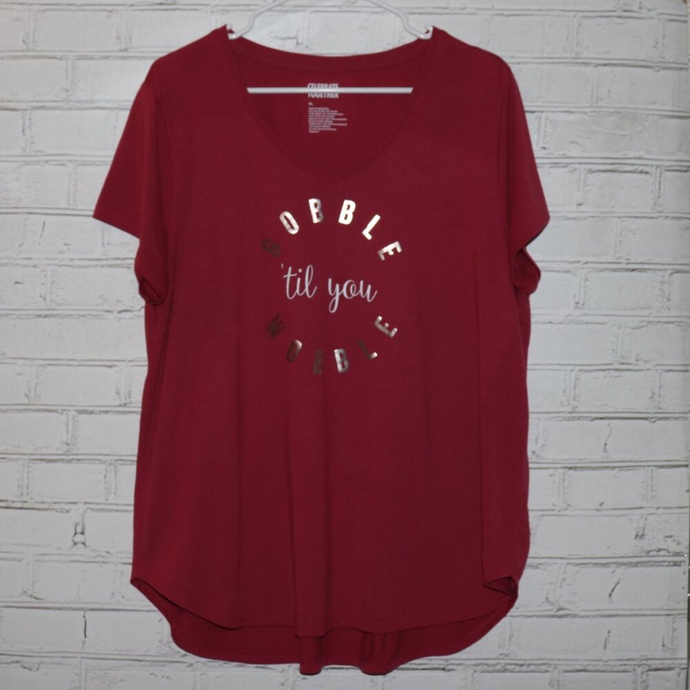 🦃✨ Celebrate Together “Gobble til you Wobble” Tee · Size XL